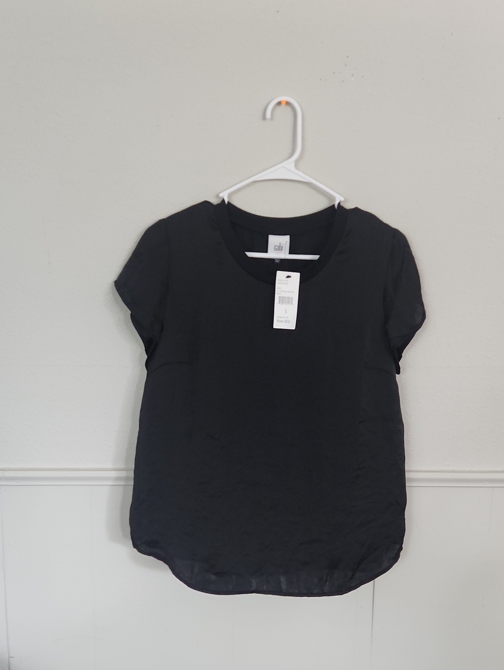 CAbi Black Short-Sleeve Scoop Neck Blouse